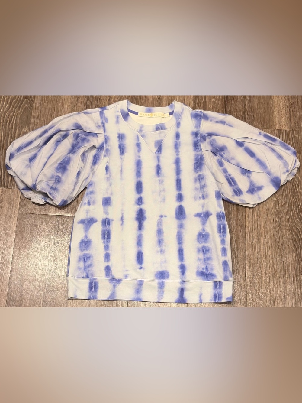 Marie Oliver White and Purple Tie-Dye  Puff Short Sleeve Women’s Shirt Size XS